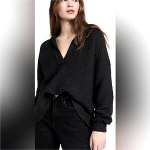 Free People Black Marlie V-Neck Sweater
